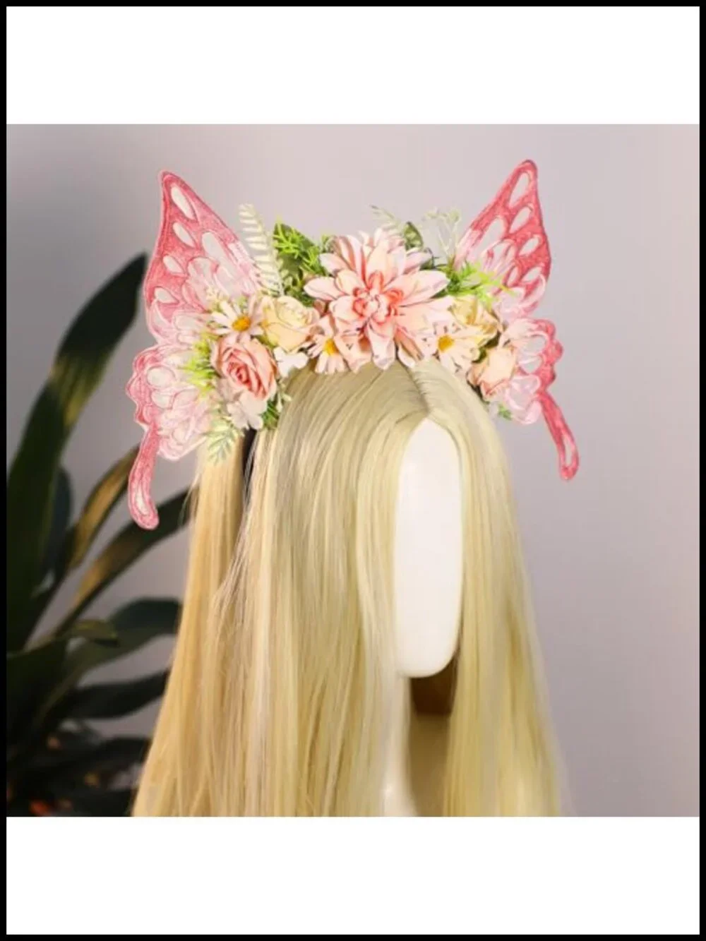 Fairy Butterfly Headband - Flower Crown with Wings, Woodland Floral Hair